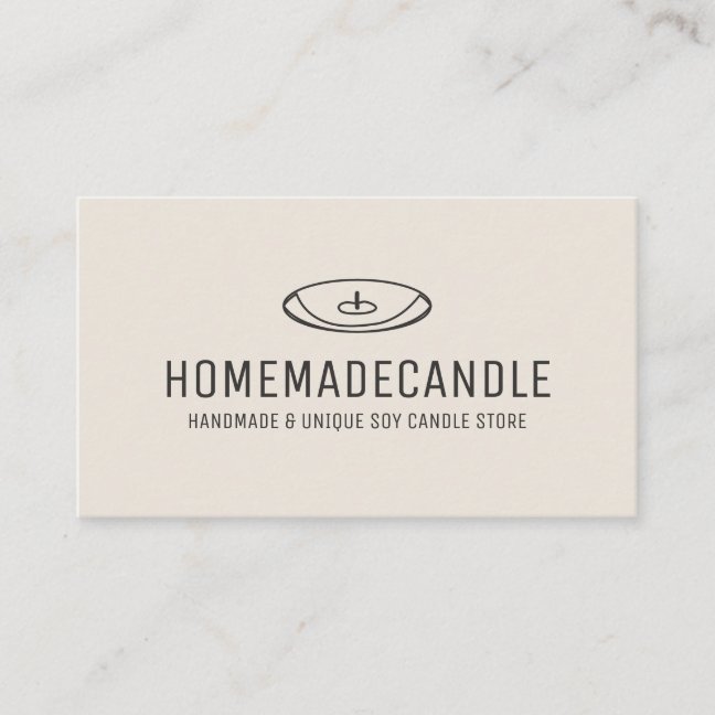 Ivory Minimal Logo Homemade Candle Wax Thread Business Card