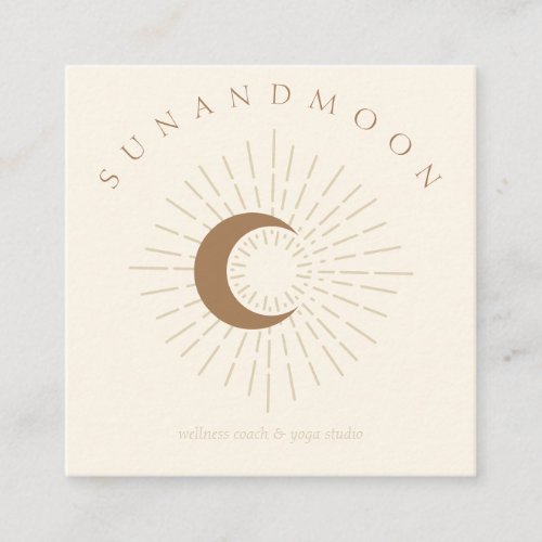 Ivory Minimal Modern Celestial Sun Moon Square Business Card