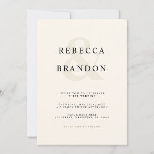 Ivory Minimalist Ampersand All in One Wedding Invitation