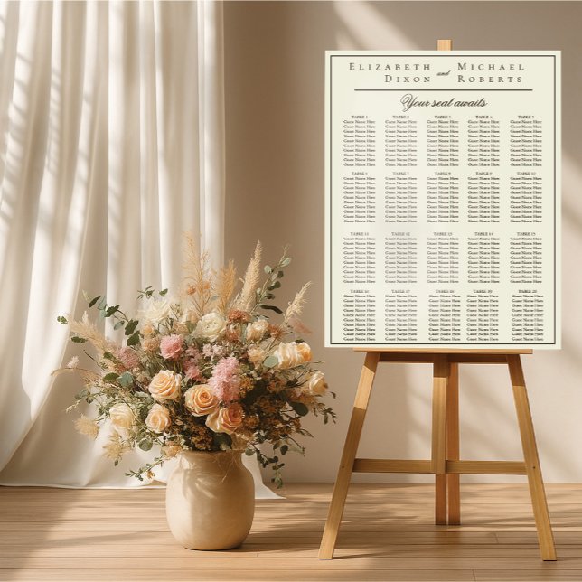 Ivory Minimalist Boho Large Wedding Seating Chart Foam Board (Creator Uploaded)