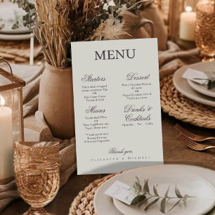 Ivory Minimalist Boho Wedding Board Menu