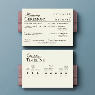Ivory Minimalist Boho Wedding Program Timeline