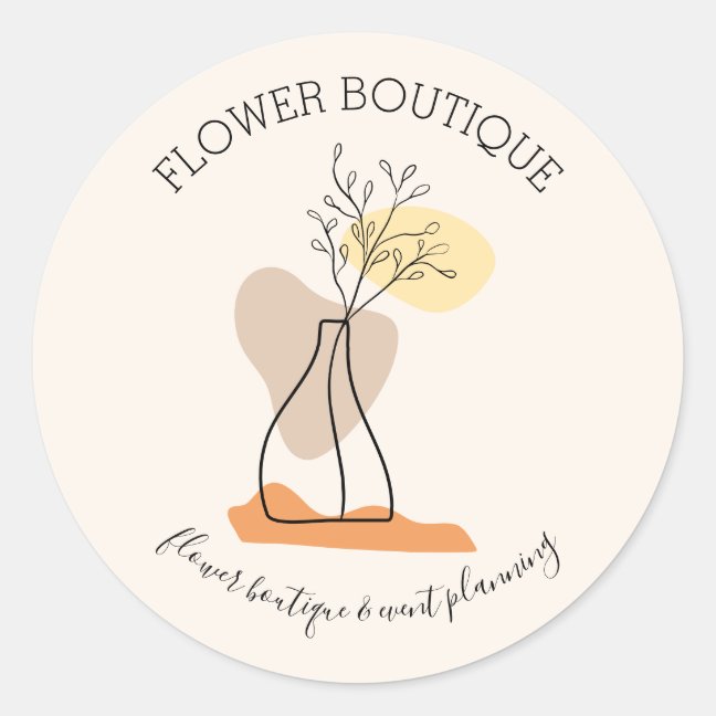 Ivory Minimalist Ceramic Shape Flower Pot Vase Classic Round Sticker