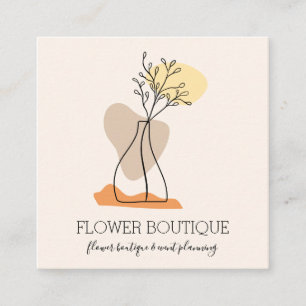 Ivory Minimalist Ceramic Shape Vase Florist Square Business Card