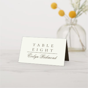 Ivory Minimalist Coffee Script Folded Wedding Place Card