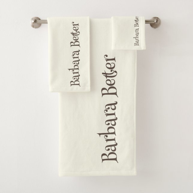 Ivory Minimalist Funny Monogram Signature  Bath Towel Set (Insitu)