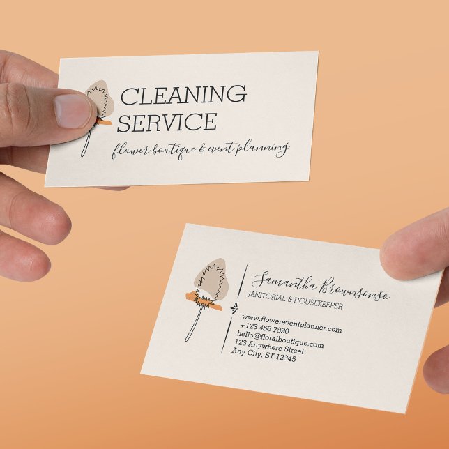 Ivory Minimalist Janitorial Handy Mop Cleaning Business Card (Ivory Minimalist Janitorial Handy Mop Cleaning Business Card)