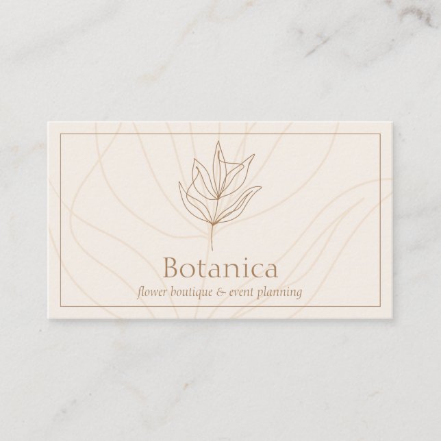 Ivory Minimalist Leaf Fern Flower Business Card (Front)
