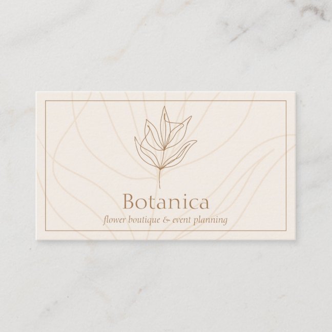 Ivory Minimalist Leaf Fern Flower Business Card