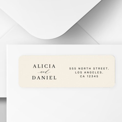 Ivory minimalist simple wedding return address label