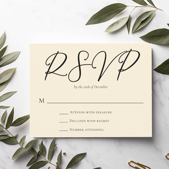 Ivory Minimalist Typography Wedding RSVP Card (Creator Uploaded)