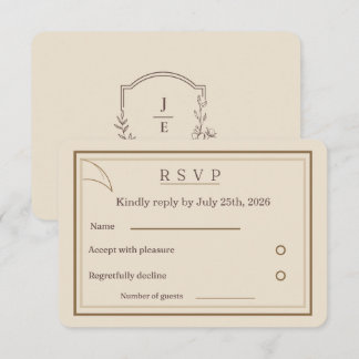 Ivory Minimalist Wedding RSVP Card | Matching Wedd