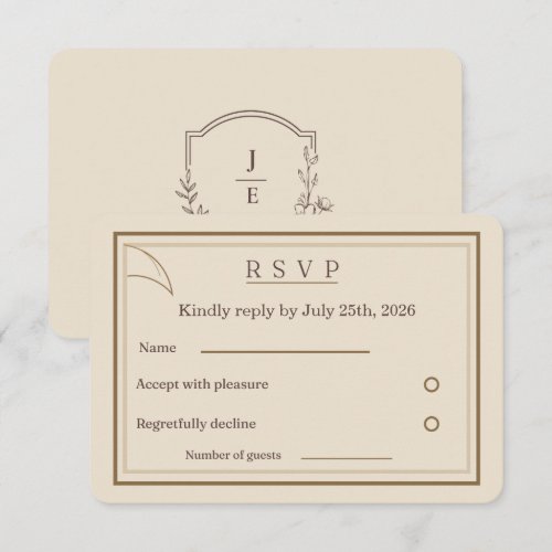 Ivory Minimalist Wedding RSVP Card | Matching Wedd