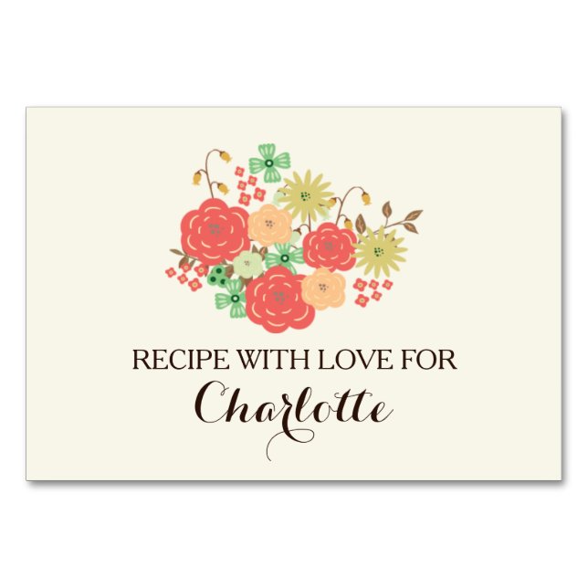 ivory mint floral bridal shower recipe cards (Front)