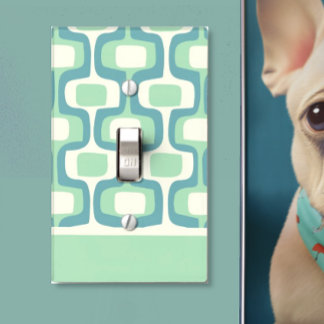 Ivory Mint Teal Mid-Century Modern Pattern Light Switch Cover