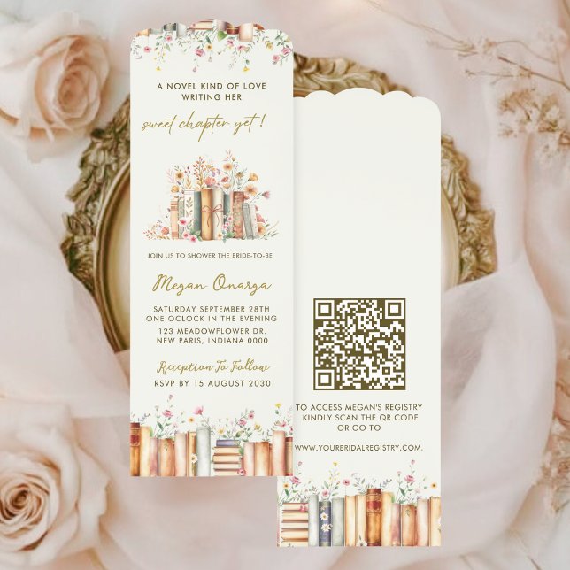 Ivory Mist Rustic Book Bridal Shower Invitation Bookmarks (Creator Uploaded)