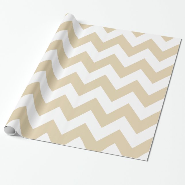 Ivory Mocha Neutral Chevrons Wrapping Paper (Unrolled)