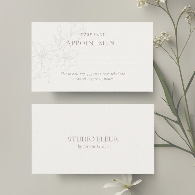 Ivory | Modern Boho Minimal Floral Appointment Card (Creator Uploaded)