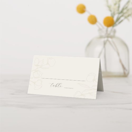 Ivory  Modern Calligraphy Floral Wedding Place Card