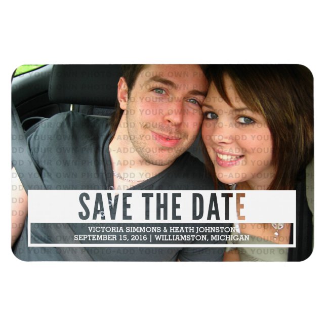 Ivory Modern Cut Out Save the Date Magnet (Horizontal)