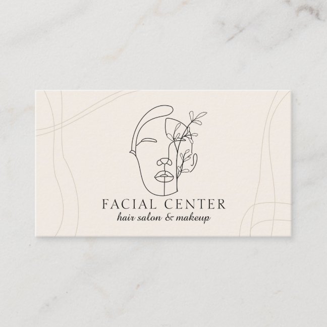Ivory Modern Makeup Woman Face Hair Stylist Facial Business Card