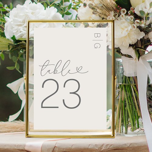 Ivory Modern Monogram Wedding Table Number