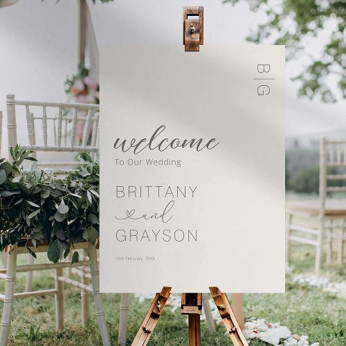 Ivory Modern Monogram Wedding Welcome Foam Board