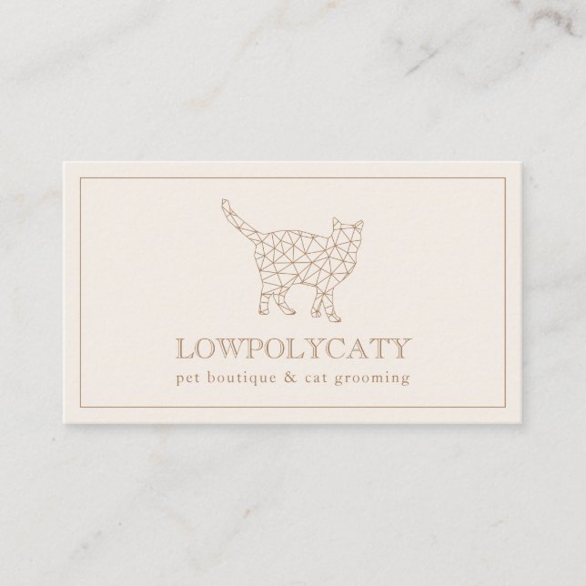 Ivory Modern Polygonal Cat Business Card (Front)
