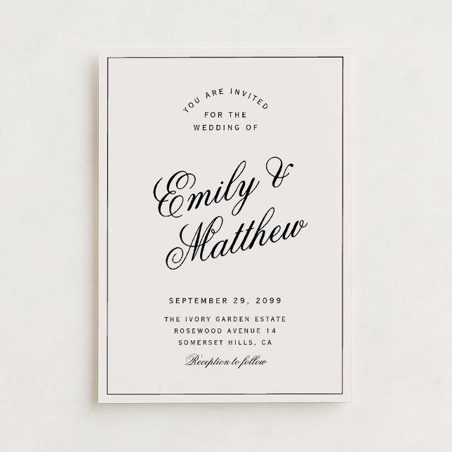 Ivory Modern Script Wedding Invitation (Creator Uploaded)
