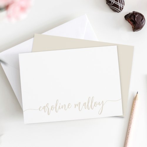 Ivory  Modern Scripted Name Personalized Note Card