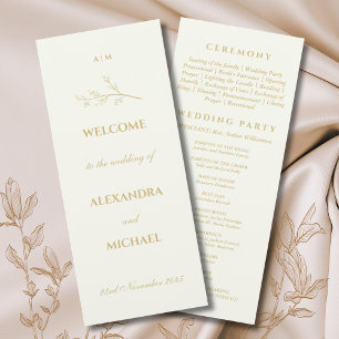 Ivory Monogram Botanical Minimalist Wedding Program