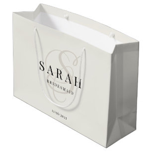 Ivory Monogram Personalized Bridesmaid Large Gift Bag