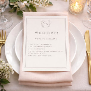 Ivory monogrammed wedding program
