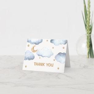 Ivory Moon Stars Twinkle Boy Baby Shower Letterpress Thank You Card
