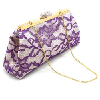Ivory  Mystic Purple Lace & Yellow Wedding Clutch by EllaWinston at Zazzle