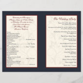 Ivory, Navy, and Claret Floral Wedding Program (Back)