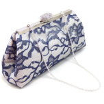 Ivory, Navy Blue And Silver Bridal Clutch at Zazzle