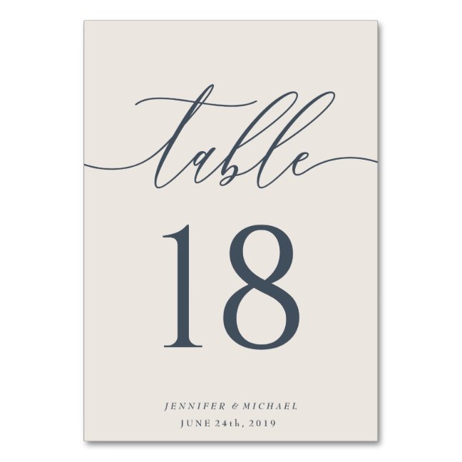Ivory Navy Signature Wedding Seating Table Number