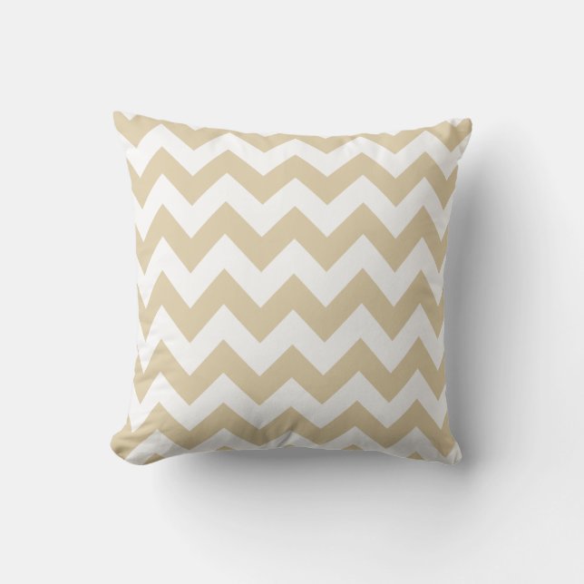 Ivory Neutral Chevron Throw Pillow (Front)