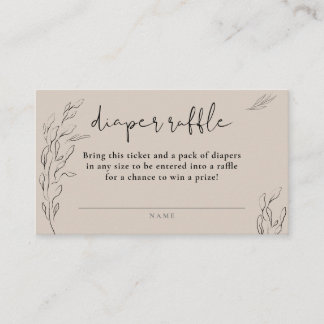 ivory neutral minimal floral simple diaper raffle enclosure card