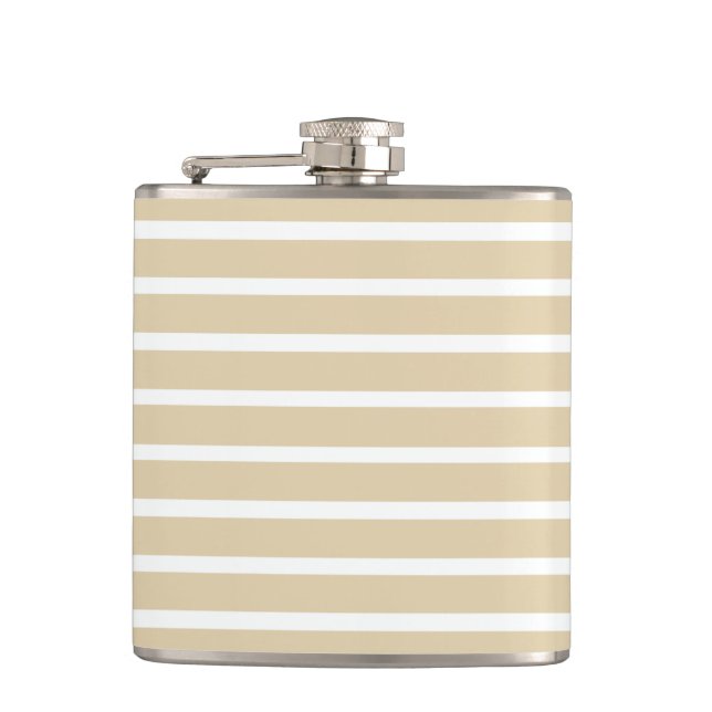 Ivory Neutral Stripes Hip Flask (Front)