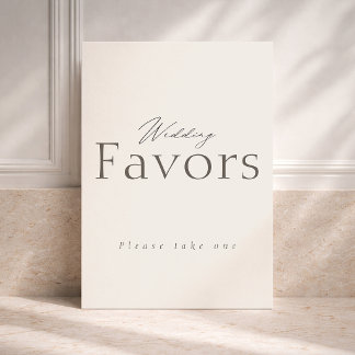 Ivory Neutral Wedding Favor Table Sign Invitation