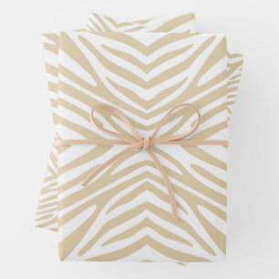 Ivory Neutral Zebra Wrapping Paper Sheets