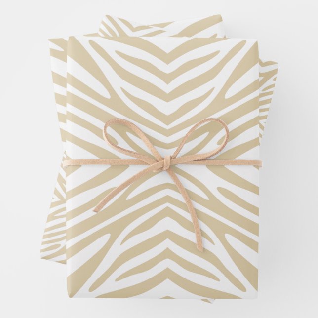 Ivory Neutral Zebra Wrapping Paper Sheets (In situ)