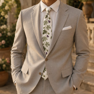 Ivory Olive Fig Tuscan Botanical Neck Tie