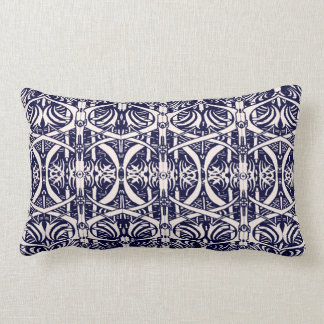 Ivory on Navy Blue Art Nouveau Pattern Pillow