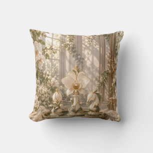 Ivory Orchid Chess Pieces Elegant Garden Room Throw Pillow