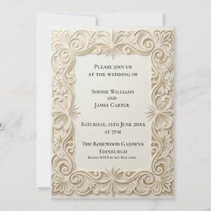 Ivory Ornate Baroque Wedding Invitation