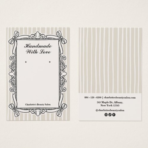 Ivory Ornate Bow Frame Earring Display Cards