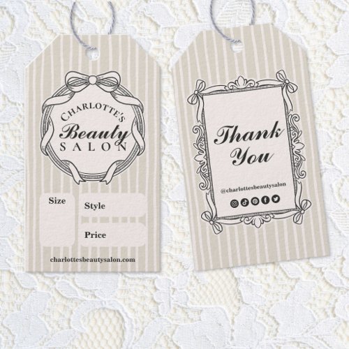 Ivory Ornate Bow Frame Salon Price Tag